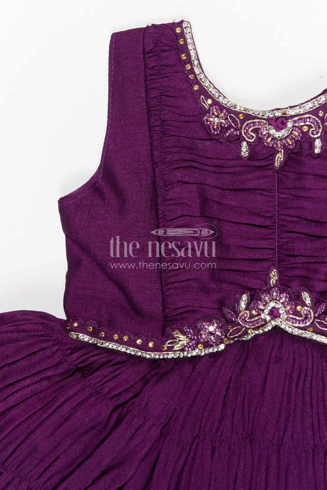 The Nesavu Silk Frock Girls Party Frock for Birthdays and Special Celebration Nesavu Nesavu girls silk party frock with georgette embroidered jacket for birthdays and celebrations