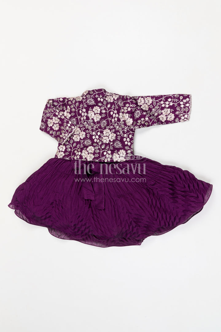 The Nesavu Silk Frock Girls Party Frock for Birthdays and Special Celebration Nesavu Nesavu girls silk party frock with georgette embroidered jacket for birthdays and celebrations