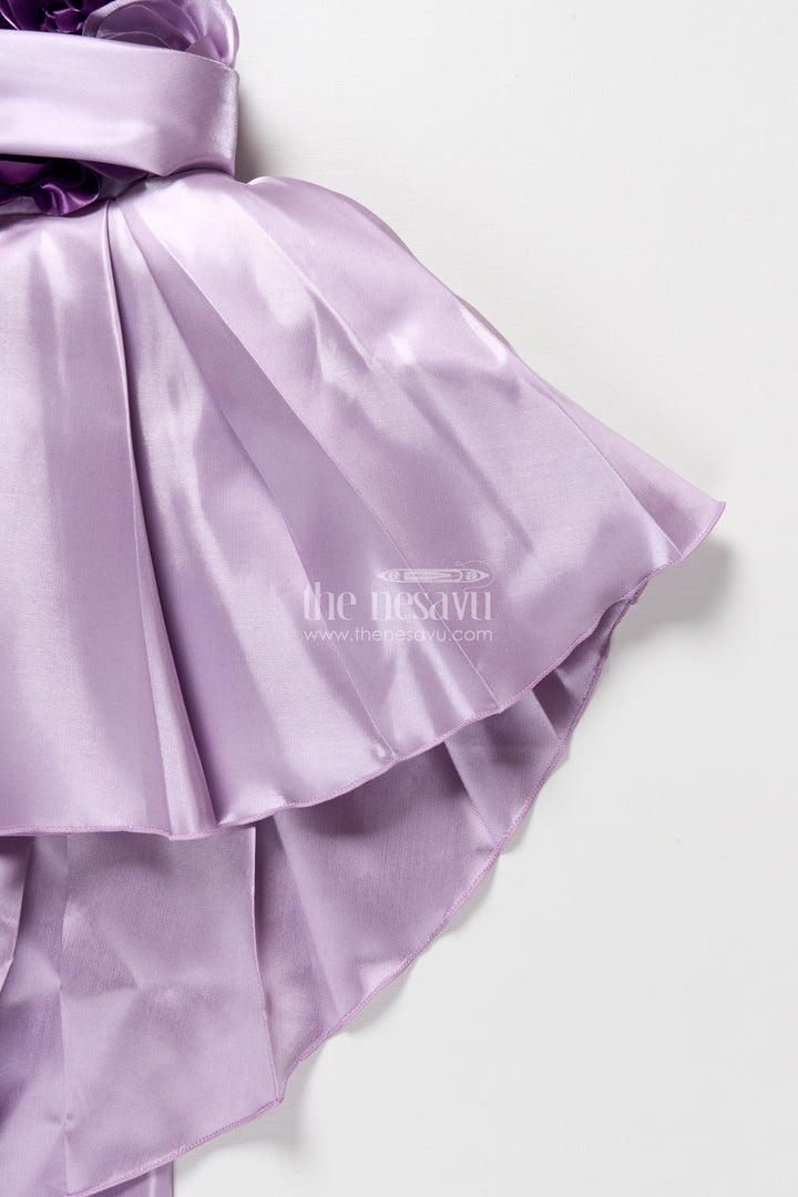 The Nesavu Girls Fancy Party Frock Girls Party Frock for Birthdays and Special Celebrations Nesavu Nesavu girls satin party frock floral embellishments birthdays festive celebrations