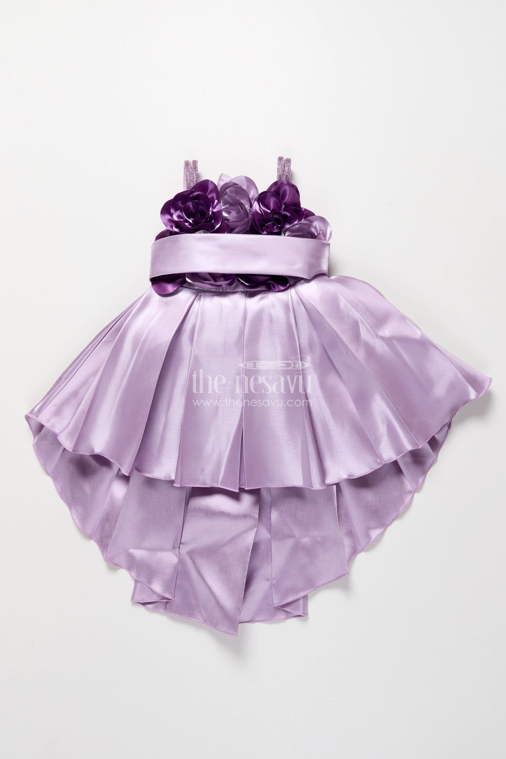 The Nesavu Girls Fancy Party Frock Girls Party Frock for Birthdays and Special Celebrations Nesavu Nesavu girls satin party frock floral embellishments birthdays festive celebrations