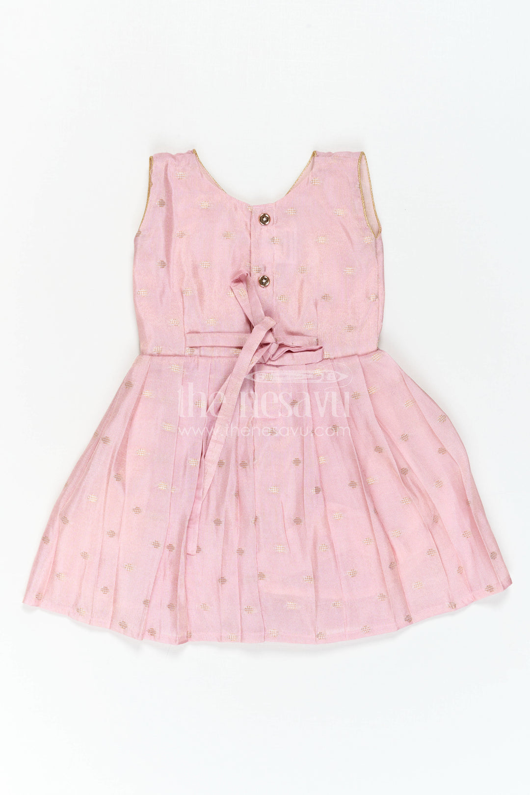 The Nesavu Silk Frock Girls Party Frock for Milestone Celebrations and Family Portraits Nesavu Nesavu Girls Semi Banaras Silk Party Frock For Milestone Celebrations And Family Events