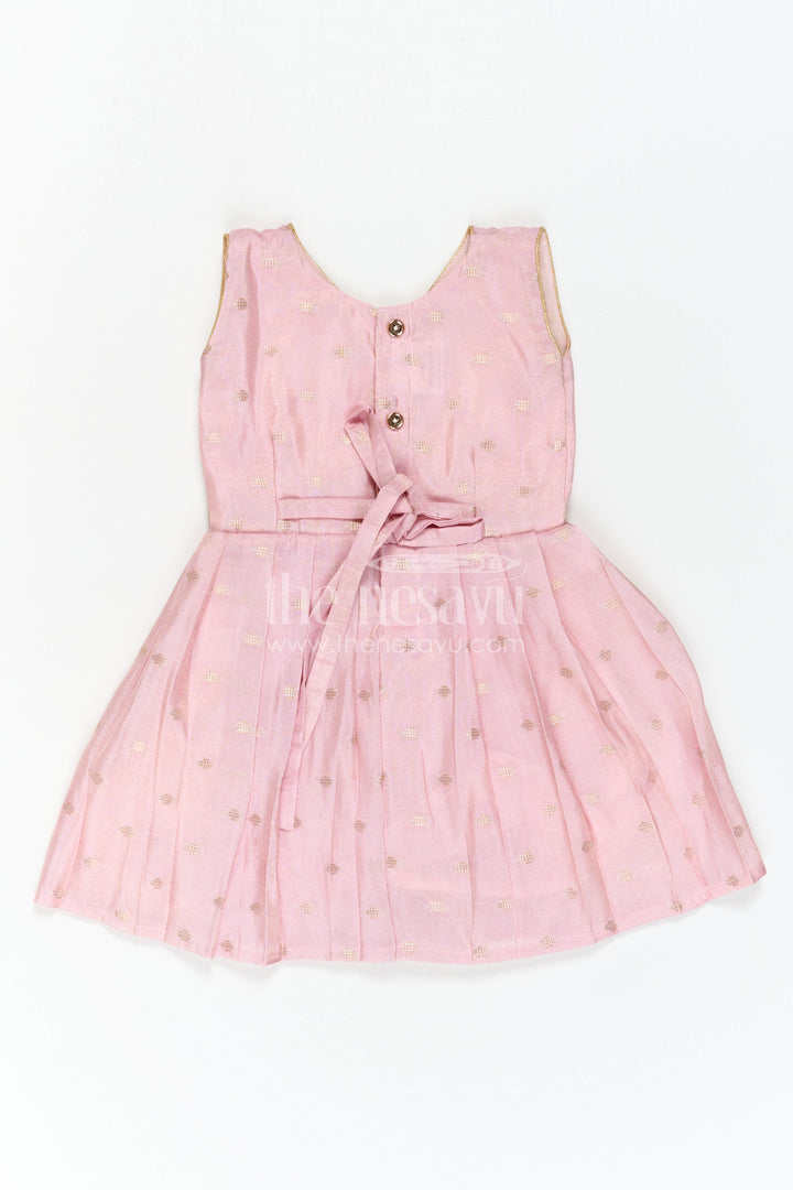 The Nesavu Silk Frock Girls Party Frock for Milestone Celebrations and Family Portraits Nesavu Nesavu Girls Semi Banaras Silk Party Frock For Milestone Celebrations And Family Events