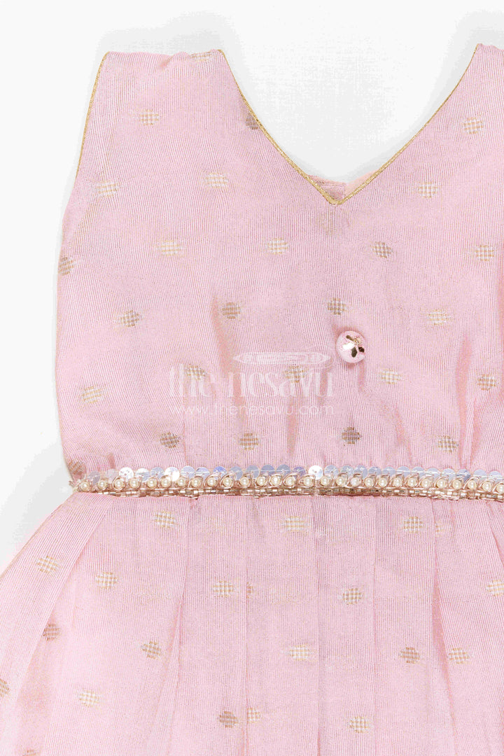 The Nesavu Silk Frock Girls Party Frock for Milestone Celebrations and Family Portraits Nesavu Nesavu Girls Semi Banaras Silk Party Frock For Milestone Celebrations And Family Events
