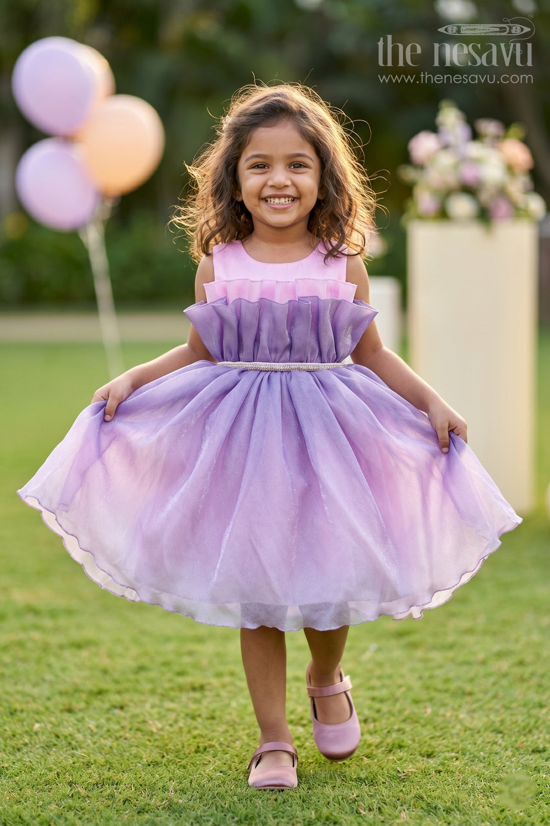 The Nesavu Girls Fancy Party Frock Girls Party Frock for School Events and Special Occasions Nesavu 16 (1Y) / Purple / Organza PF291B-16 Nesavu Girls Organza Party Frock For Birthdays With Layered Flared Design And Comfortable Fit