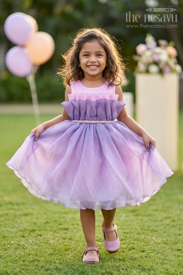 The Nesavu Girls Fancy Party Frock Girls Party Frock for School Events and Special Occasions Nesavu 16 (1Y) / Purple / Organza PF291B-16 Nesavu Girls Organza Party Frock For Birthdays With Layered Flared Design And Comfortable Fit