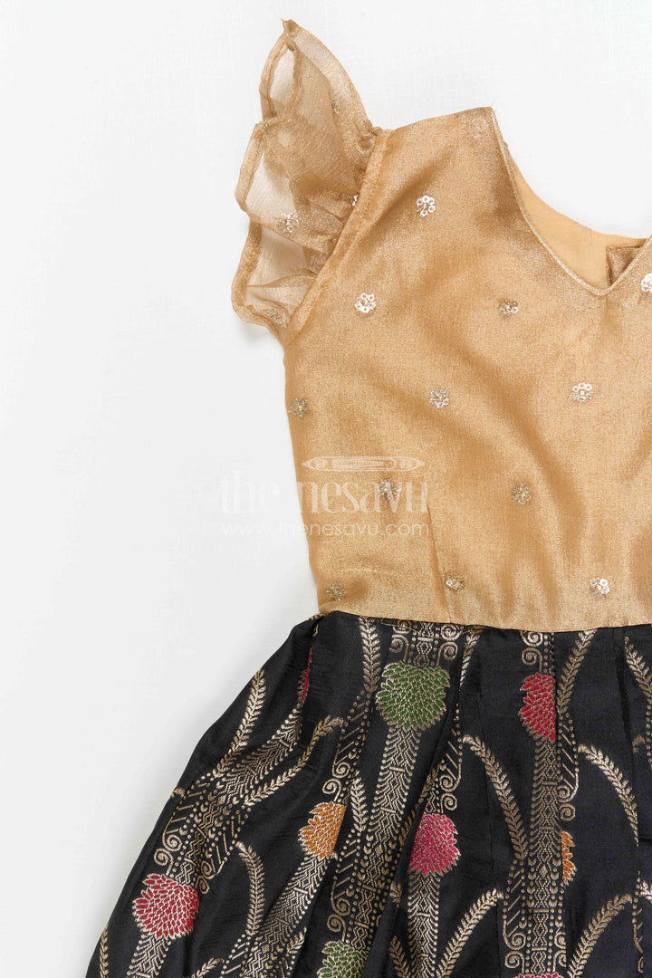 The Nesavu Silk Frock Girls Party Frock for Wedding and Festive Evenings Nesavu Nesavu Girls Party Frock With Tissue Silk Yoke And Zari Border For Festive Occasions