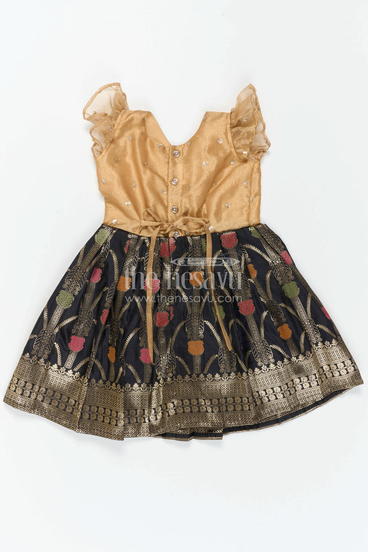 The Nesavu Silk Frock Girls Party Frock for Wedding and Festive Evenings Nesavu Nesavu Girls Party Frock With Tissue Silk Yoke And Zari Border For Festive Occasions