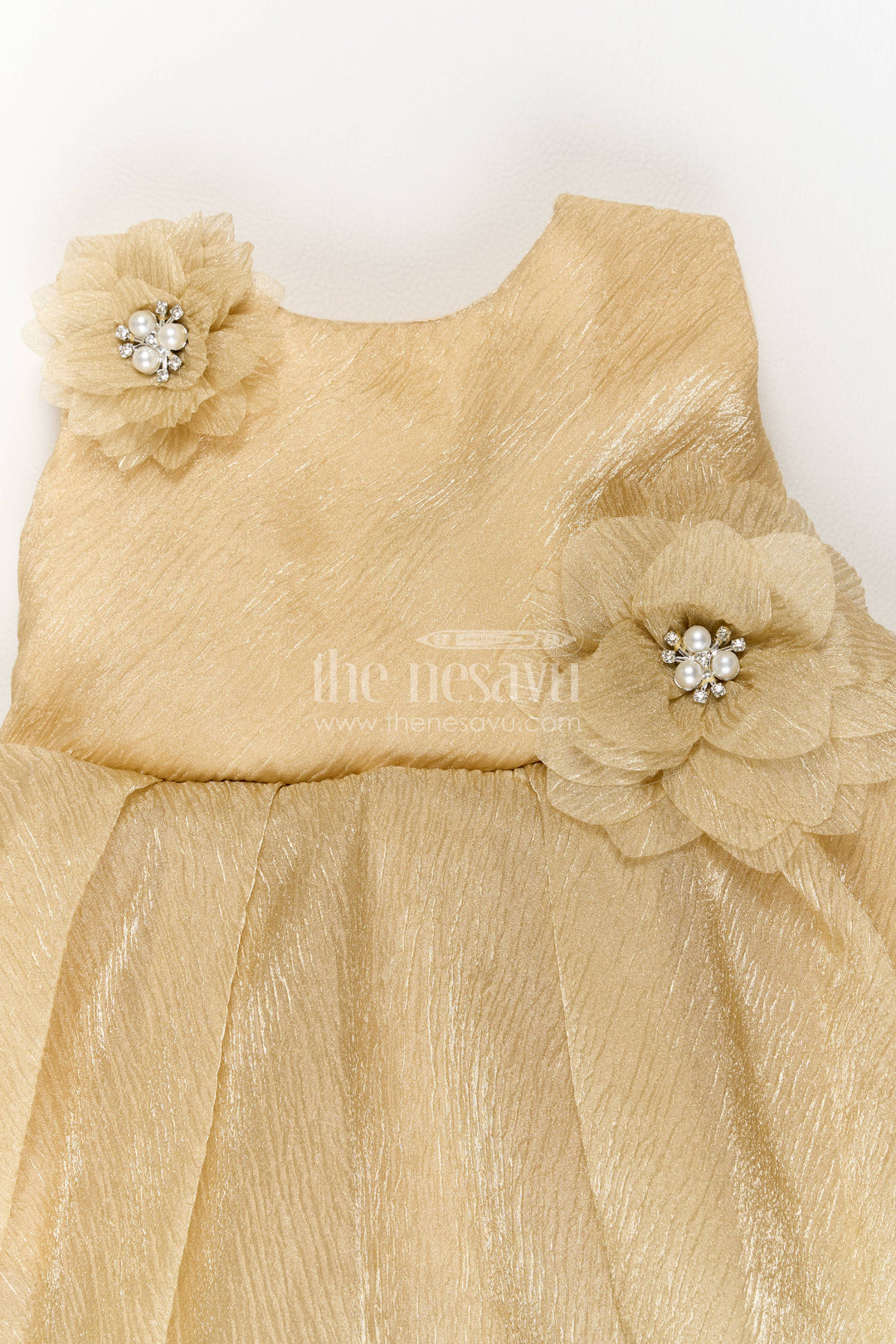 The Nesavu Girls Fancy Party Frock Girls Party Frock in Brown for Portrait Days Nesavu Nesavu Girls Party Frock In Brown With Floral For Portrait Days