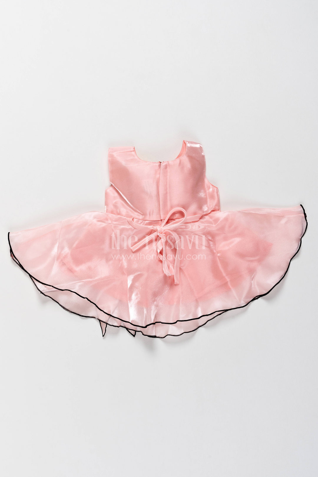 The Nesavu Girls Fancy Party Frock Girls Party Frock in Pink with Floral Detailing Nesavu Nesavu Girls Party Frock In Pink With Floral For Festive Photos