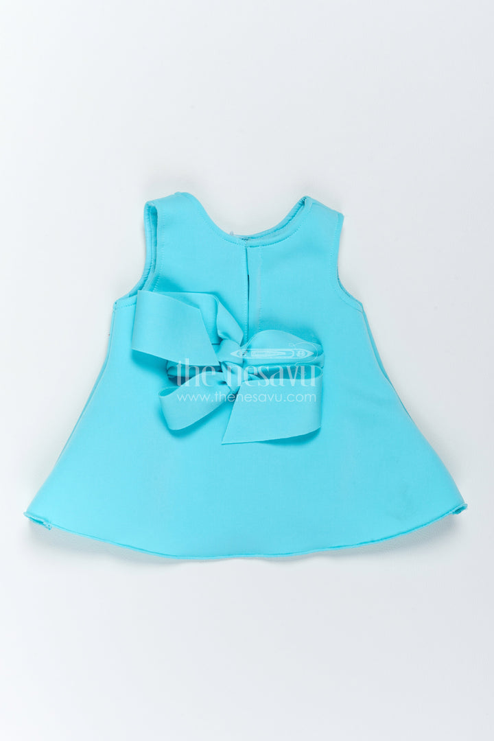 The Nesavu Girls Fancy Party Frock Girls Party Frock in Turquoise for Portrait Days Nesavu Nesavu Girls Party Frock In Turquoise With Digital For Portrait Days