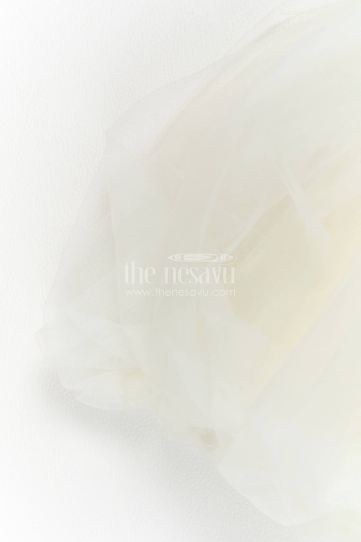 The Nesavu Girls Fancy Party Frock Girls Party Frock in White for Festive Photos Nesavu Nesavu Girls Party Frock With Floral Detailing For Weddings And Family
