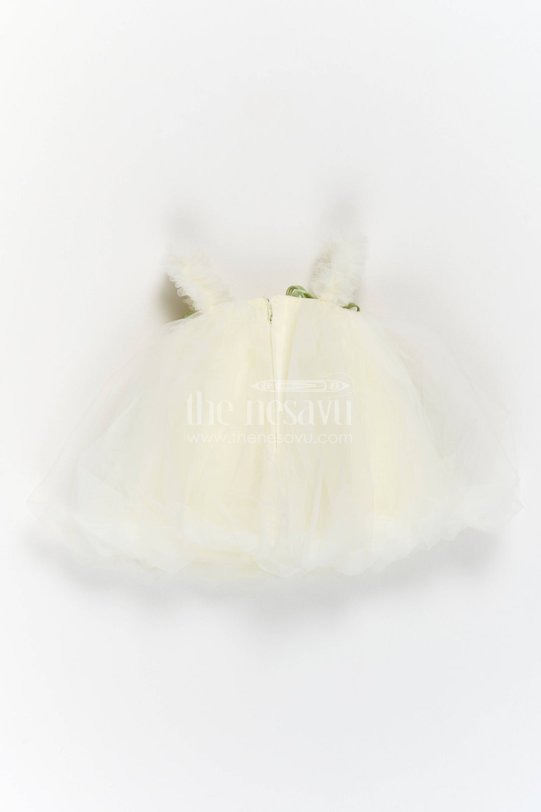 The Nesavu Girls Fancy Party Frock Girls Party Frock in White for Festive Photos Nesavu Nesavu Girls Party Frock With Floral Detailing For Weddings And Family