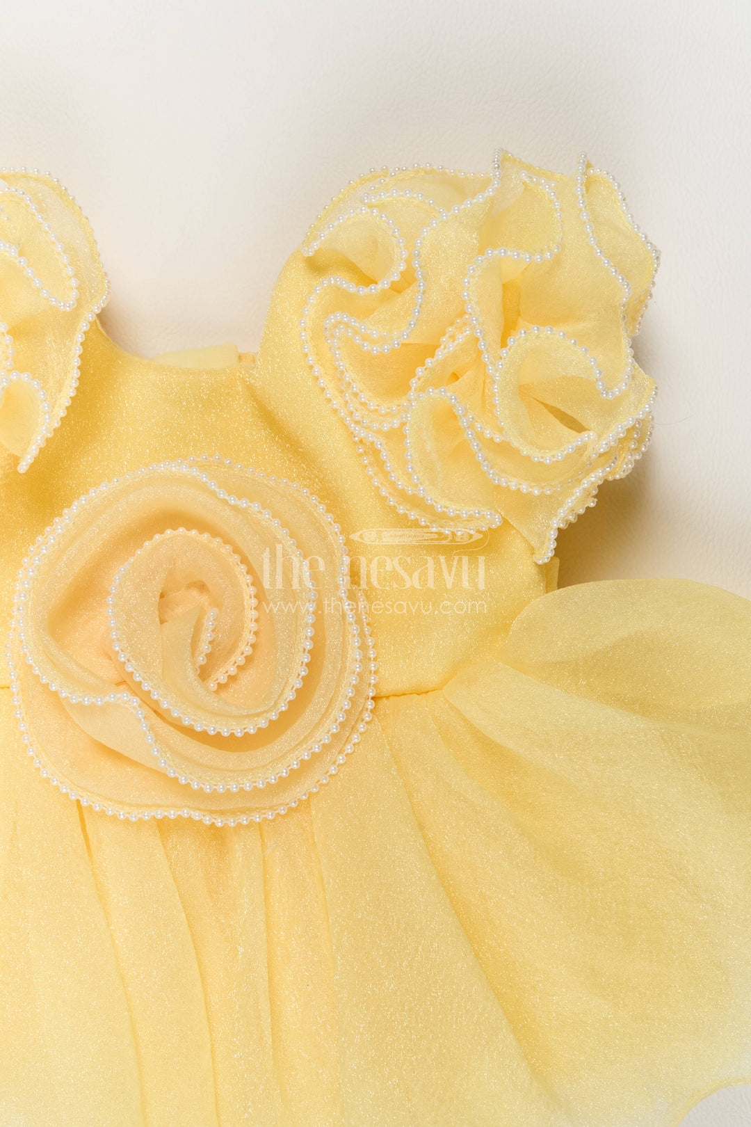 The Nesavu Girls Fancy Party Frock Girls Party Frock in Yellow for Special Functions Nesavu Nesavu Girls Party Frock In Yellow With Floral For Special Functions