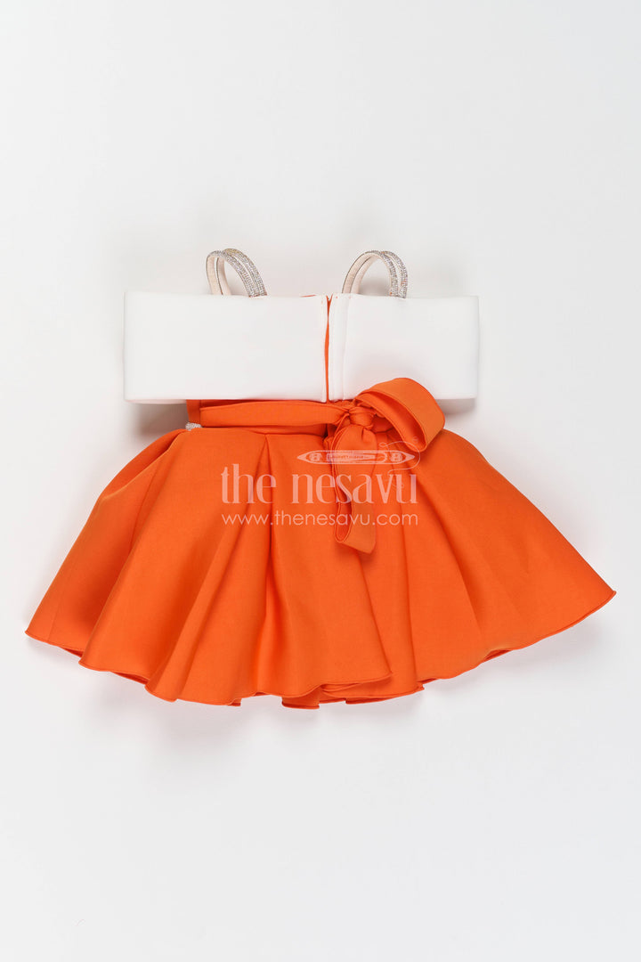 The Nesavu Girls Fancy Party Frock Girls Party Frock with Smart Tailoring for Family Functions Nesavu Nesavu Girls Party Frock In Orange For Celebrations