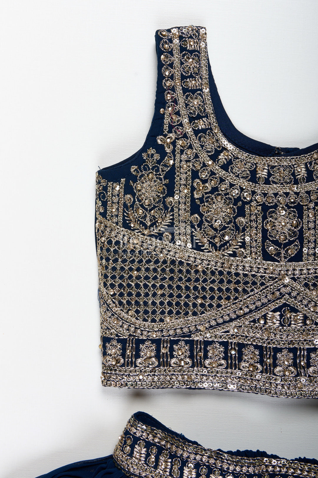 The Nesavu Girls Lehenga Choli Girls Party Lehenga Choli Embroidered Silk Outfit Nesavu Nesavu Black Girls Embroidered Silk Lehenga Set Antique Gold Choli Party Festive Events