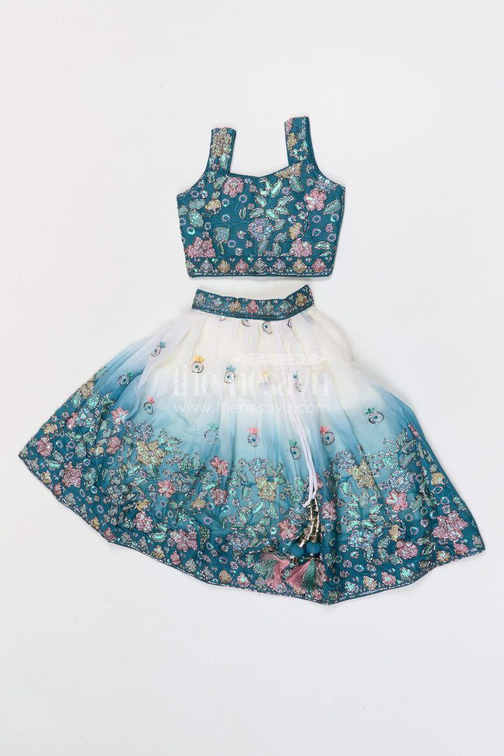 The Nesavu Girls Fancy Lehenga Girls Party Lehenga for Weddings and Festive Occasions Nesavu Nesavu girls georgette party lehenga for weddings and celebrations with embroidered designer yoke