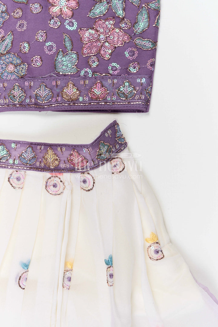 The Nesavu Girls Fancy Lehenga Girls Party Lehenga for Weddings and Festive Occasions Nesavu Nesavu girls georgette party lehenga for weddings and celebrations with embroidered designer yoke