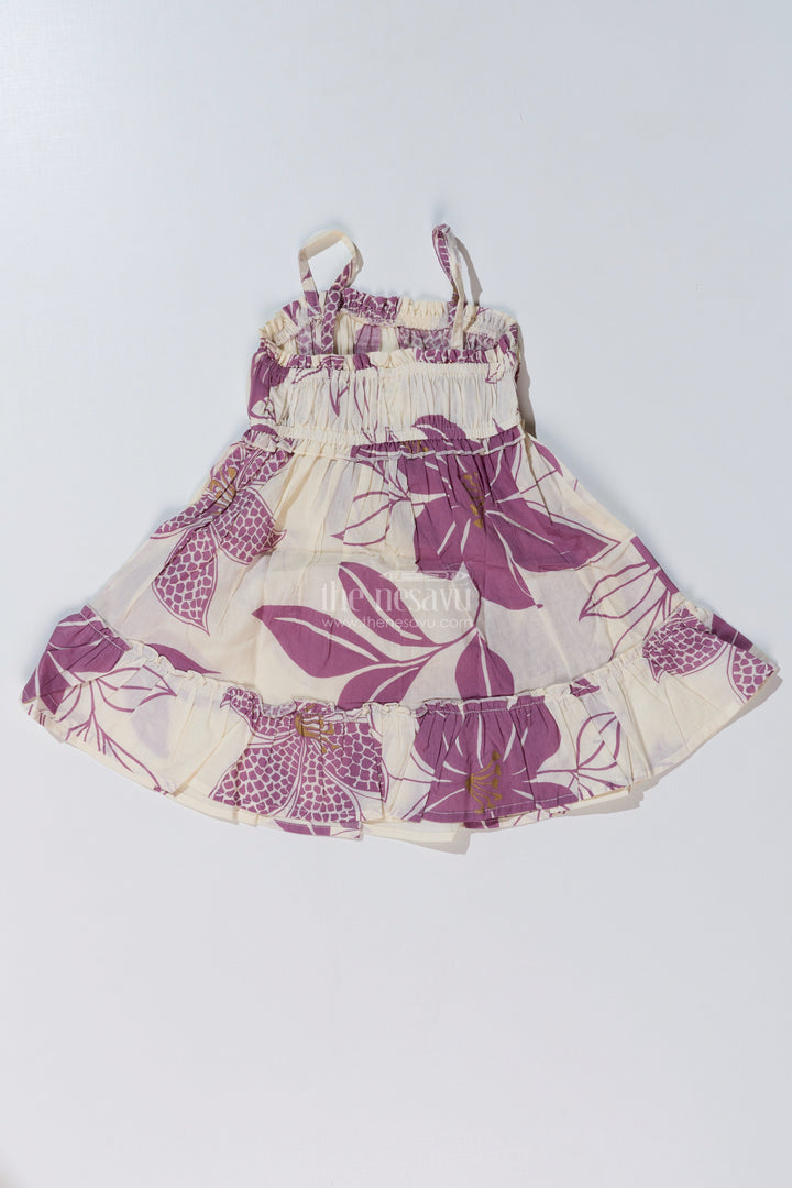 The Nesavu Girls Cotton Frock Girls Party Wear Frock with Elegant Floral Print and Smocked Fit for Special Occasions Nesavu Girls Party Wear Frock Elegant Floral Print Smocked Bodice Special Events | The Nesavu