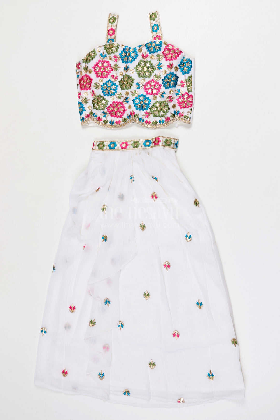 The Nesavu Girls Fancy Lehenga Girls Party Wear Lehenga for Reception and Festive Events Nesavu 26 (6Y) / Blue / Georgette GL872B-26 Nesavu Girls Party Wear Georgette Lehenga With Embroidered Jacket For Receptions And Festive Gatherings