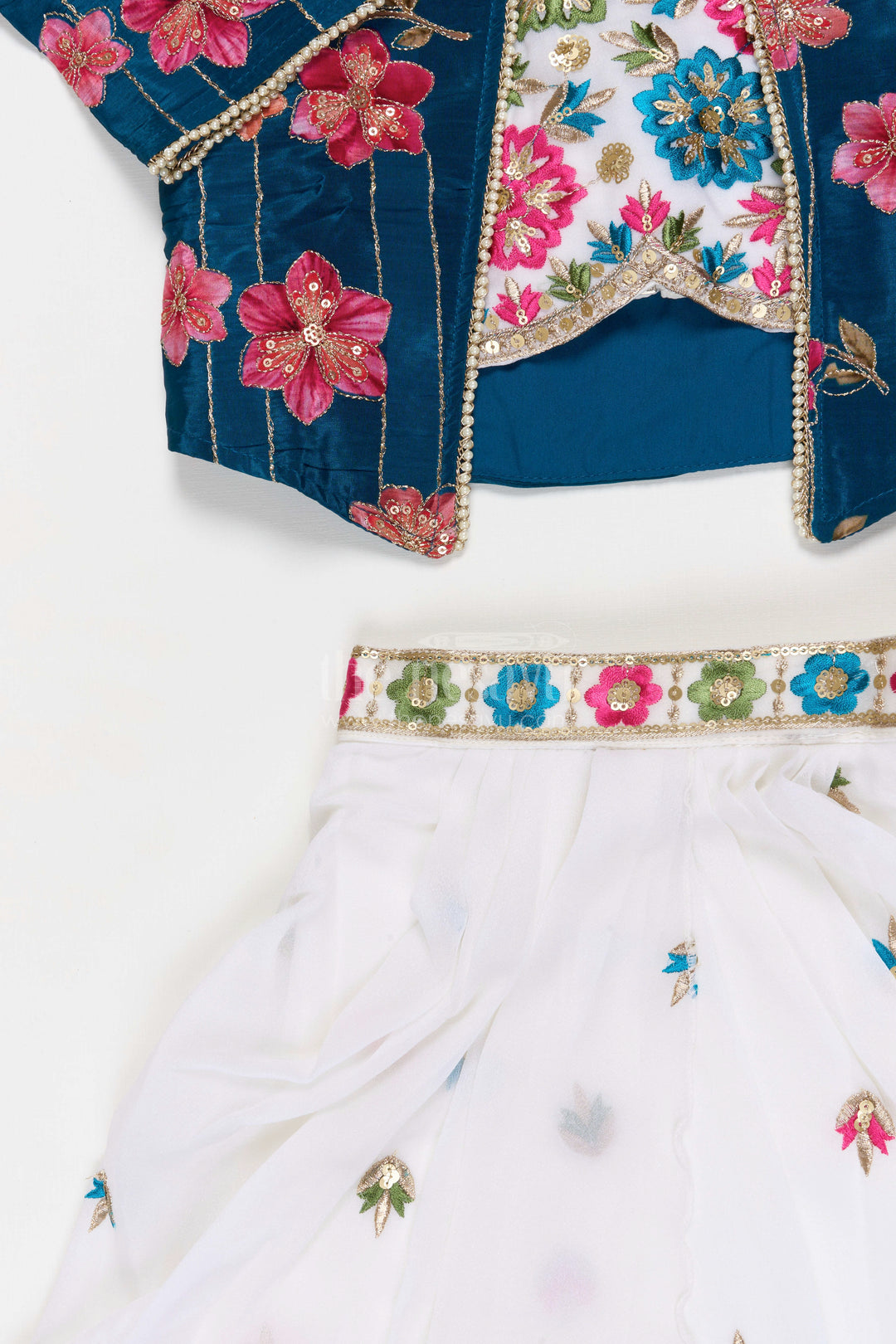 The Nesavu Girls Fancy Lehenga Girls Party Wear Lehenga for Reception and Festive Events Nesavu Nesavu Girls Party Wear Georgette Lehenga With Embroidered Jacket For Receptions And Festive Gatherings