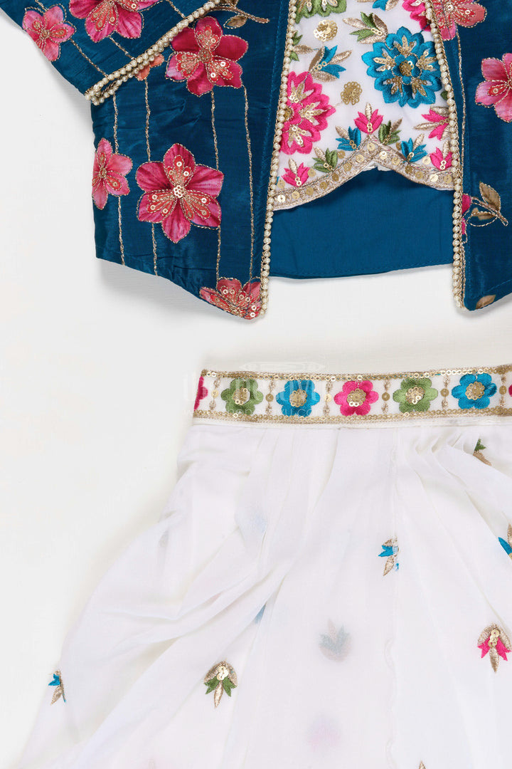 The Nesavu Girls Fancy Lehenga Girls Party Wear Lehenga for Reception and Festive Events Nesavu Nesavu Girls Party Wear Georgette Lehenga With Embroidered Jacket For Receptions And Festive Gatherings