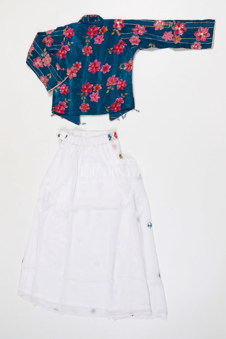 The Nesavu Girls Fancy Lehenga Girls Party Wear Lehenga for Reception and Festive Events Nesavu Nesavu Girls Party Wear Georgette Lehenga With Embroidered Jacket For Receptions And Festive Gatherings