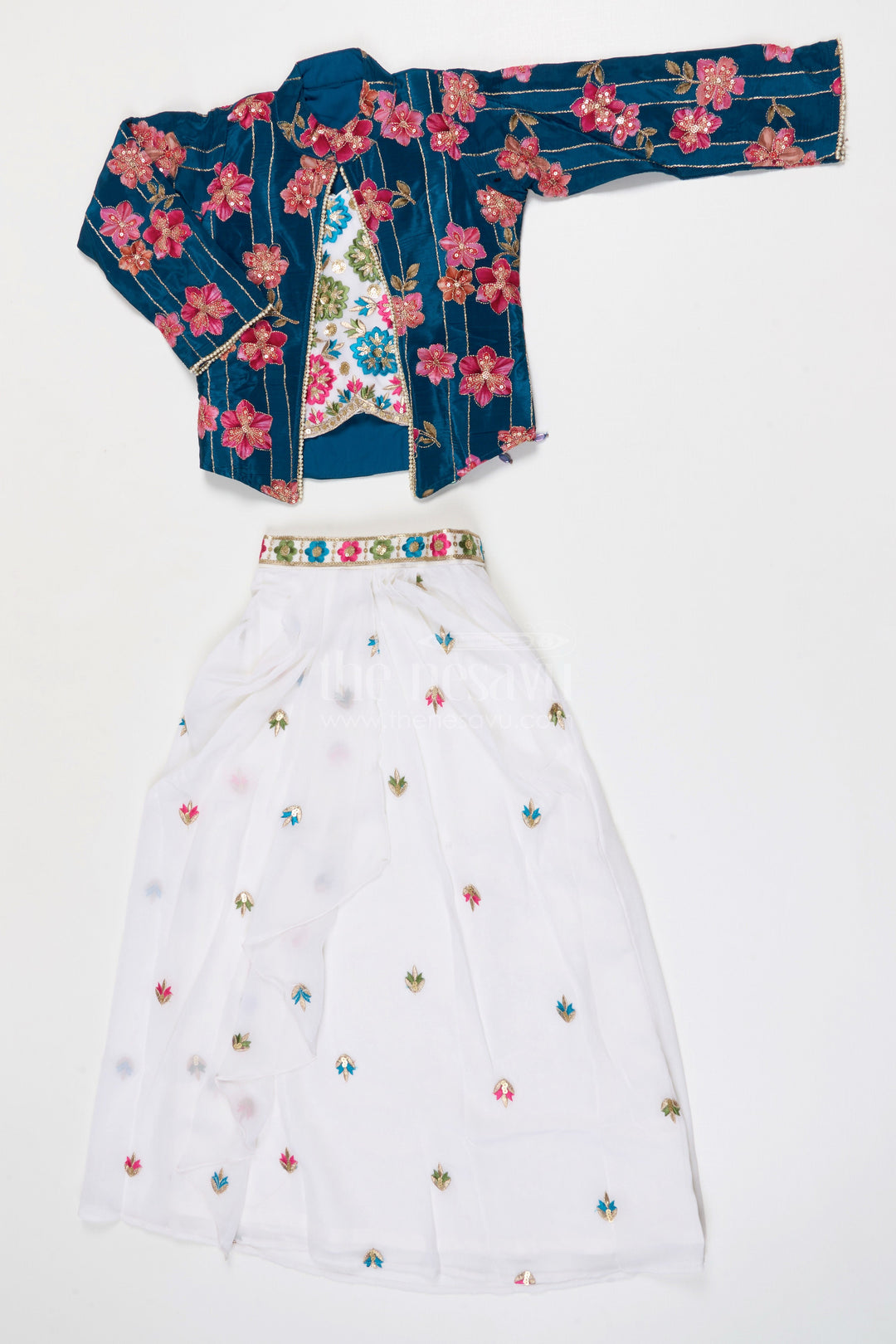 The Nesavu Girls Fancy Lehenga Girls Party Wear Lehenga for Reception and Festive Events Nesavu Nesavu Girls Party Wear Georgette Lehenga With Embroidered Jacket For Receptions And Festive Gatherings