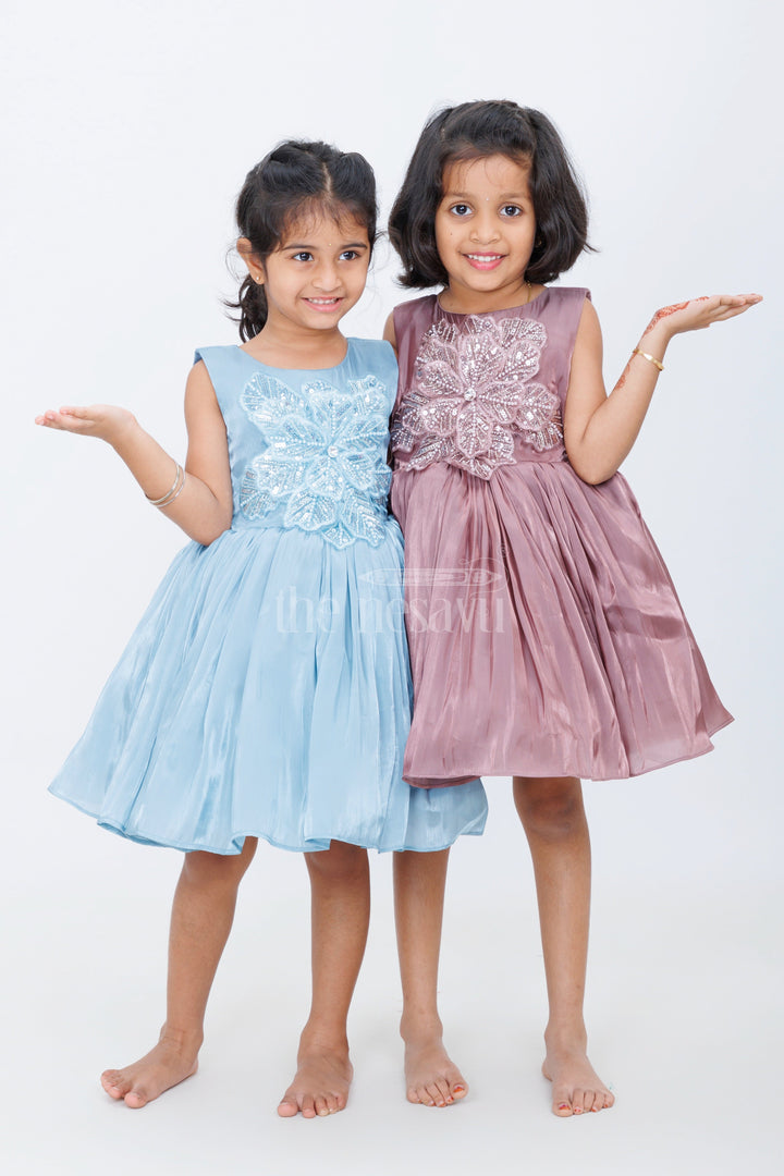 The Nesavu Girls Fancy Party Frock Girls Party Wear Pink Organza Frock with Embellished Bodice and Flared Skirt in Elegant Party Wear Pink Frock Look Nesavu Nesavu Girls Pink Party Wear Frock Glaze Organza Embellished Bodice party wear pink frock