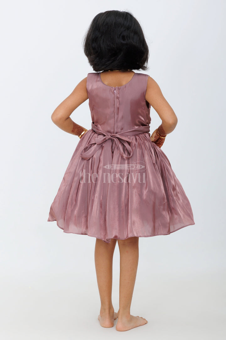 The Nesavu Girls Fancy Party Frock Girls Party Wear Pink Organza Frock with Embellished Bodice and Flared Skirt in Elegant Party Wear Pink Frock Look Nesavu Nesavu Girls Pink Party Wear Frock Glaze Organza Embellished Bodice party wear pink frock