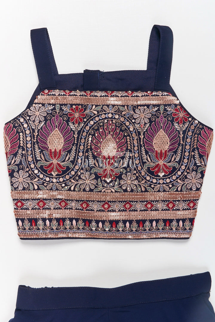 The Nesavu Girls Sharara / Plazo Set Girls Party Wear Western Dresses in Georgette with Designer Embroidered Jacket and Wide Leg Plazo Nesavu Girls Western Party Wear Georgette Dress Embroidered Jacket Palazzo Pants | The Nesavu