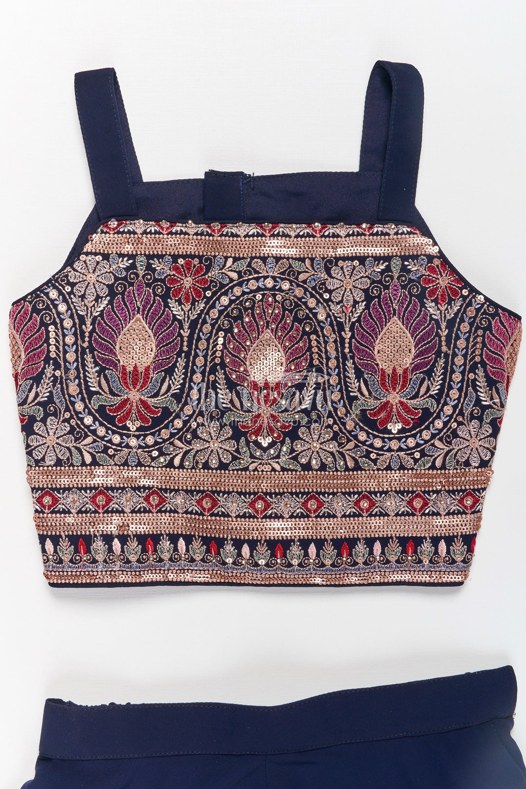 The Nesavu Girls Sharara / Plazo Set Girls Party Wear Western Dresses in Georgette with Designer Embroidered Jacket and Wide Leg Plazo Nesavu Girls Western Party Wear Georgette Dress Embroidered Jacket Palazzo Pants | The Nesavu