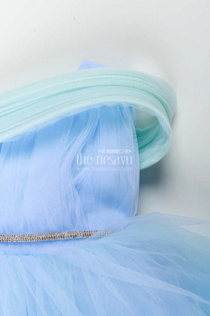 The Nesavu Girls Tutu Frock Girls Pastel Blue Tutu Frock for Birthdays and Party Photoshoots Nesavu Nesavu pastel blue tutu frock girls ruffles one-shoulder design  perfect birthdays