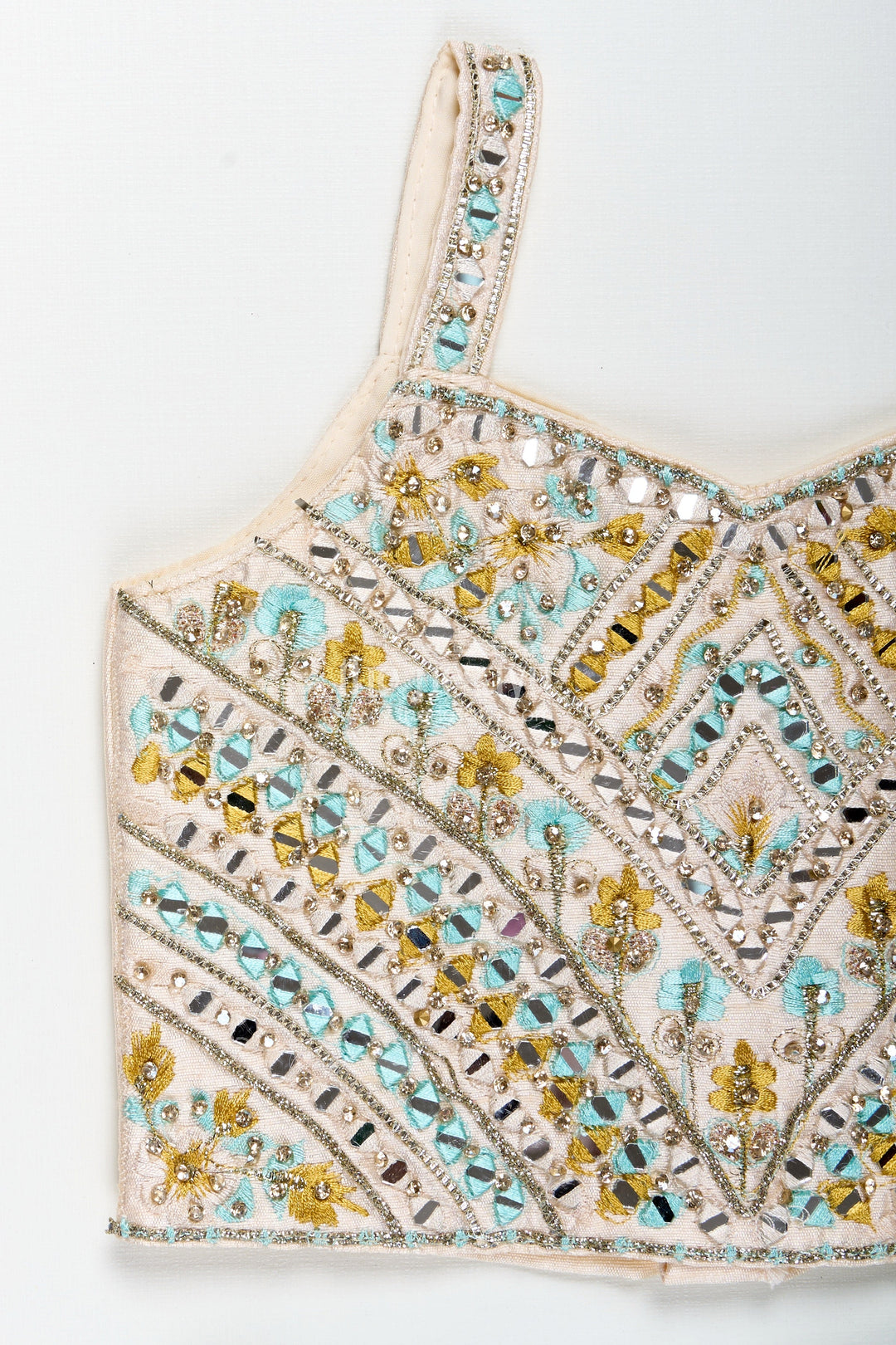 The Nesavu Girls Lehenga Choli Girls Pastel Ombre Lehenga Choli Set with Mirror-Embroidered Blouse Nesavu Nesavu Girls Pastel Ombre Lehenga Choli Mirror Embroidery Festive Ethnic Set