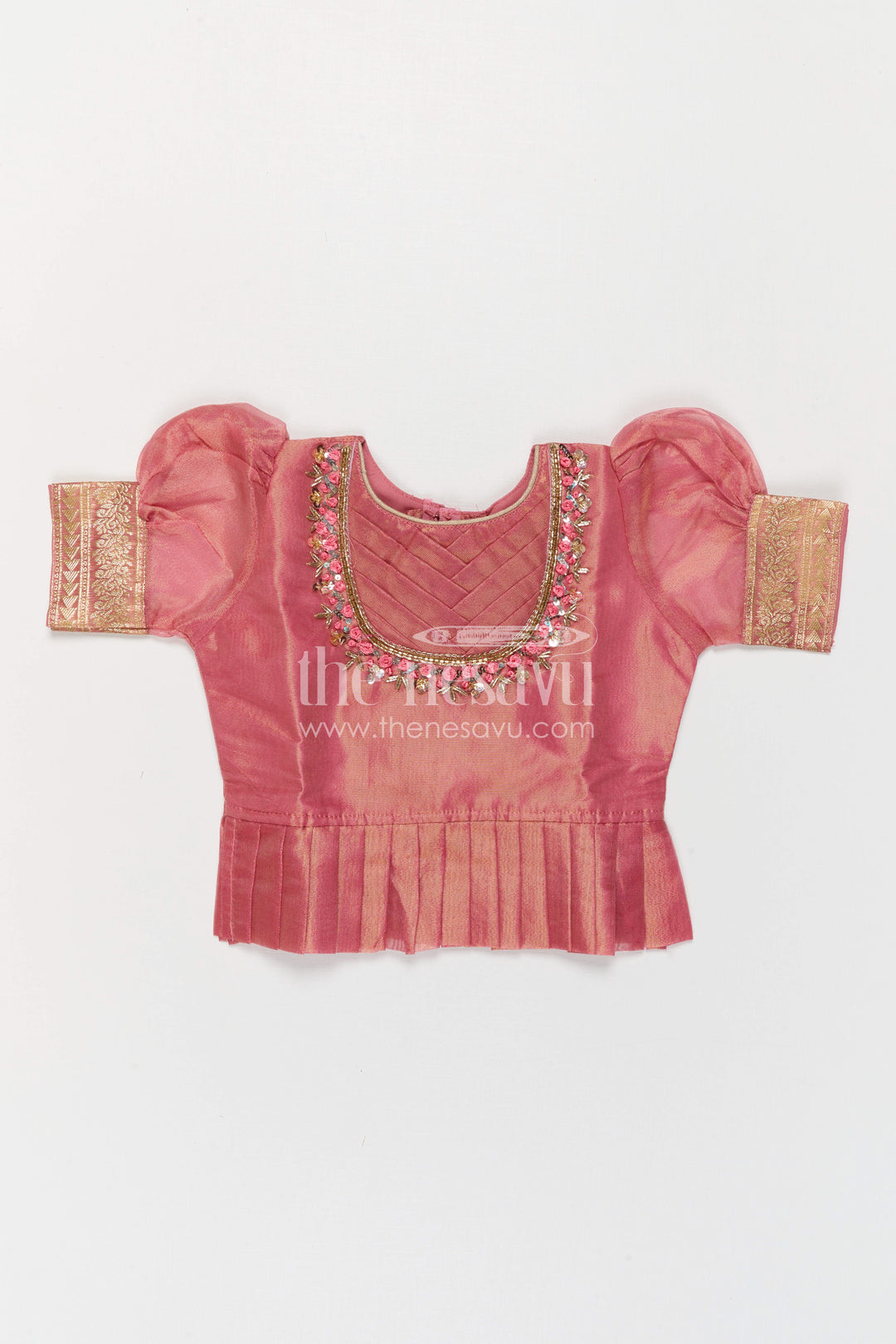 The Nesavu Pattu Pavadai Girls Pattu Pavadai for Festive Celebrations and Family Functions Nesavu Nesavu Girls Pattu Pavadai For Festive Occasions With Blend Silk And Tissue Bottom Traditional Outfit