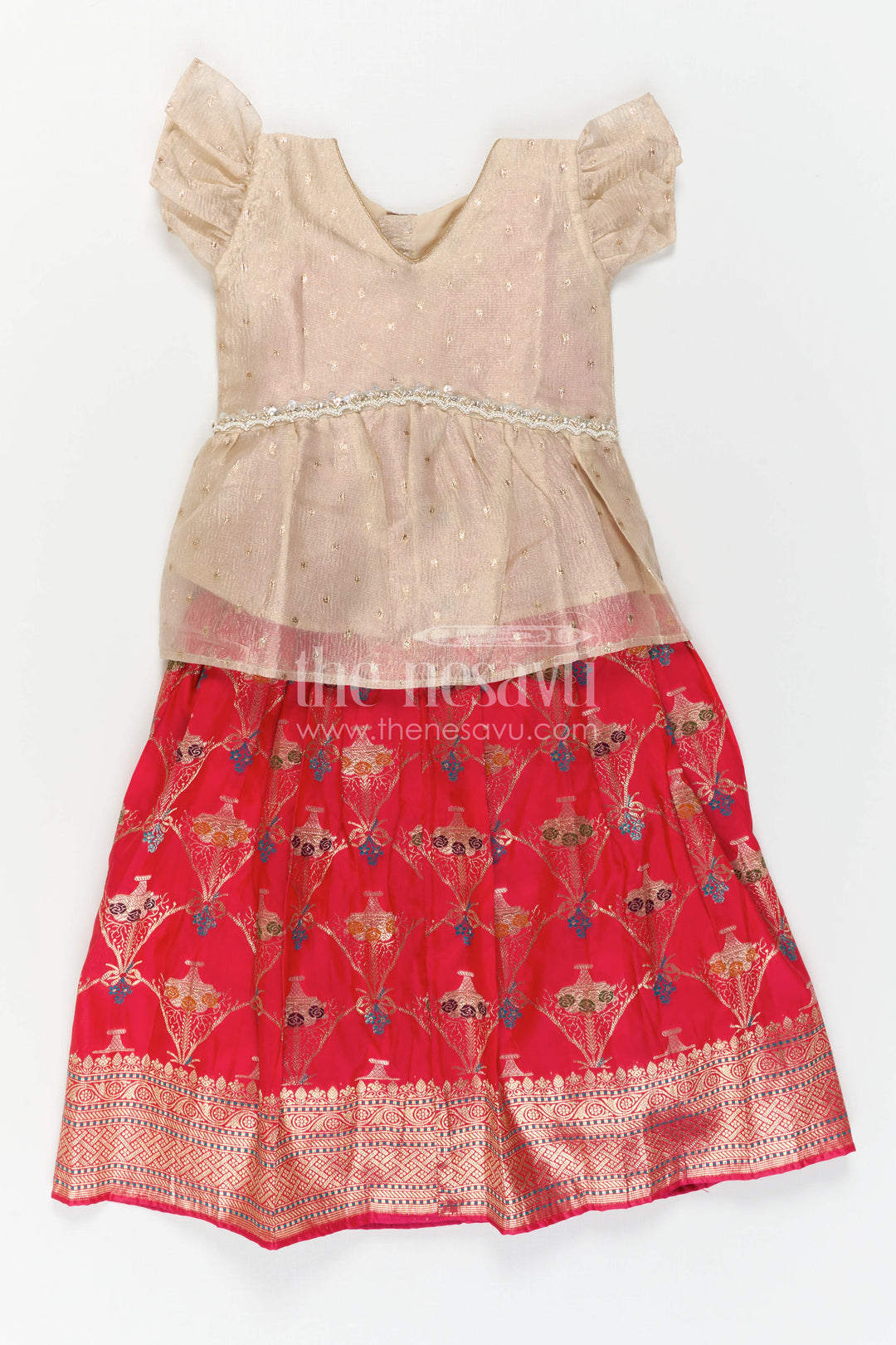 The Nesavu Pattu Pavadai Girls Pattu Pavadai for Festive Celebrations and Traditional Occasions Nesavu Nesavu Girls Pattu Pavadai For Festive Celebrations And Traditional Occasions With Semi Banaras Silk Design