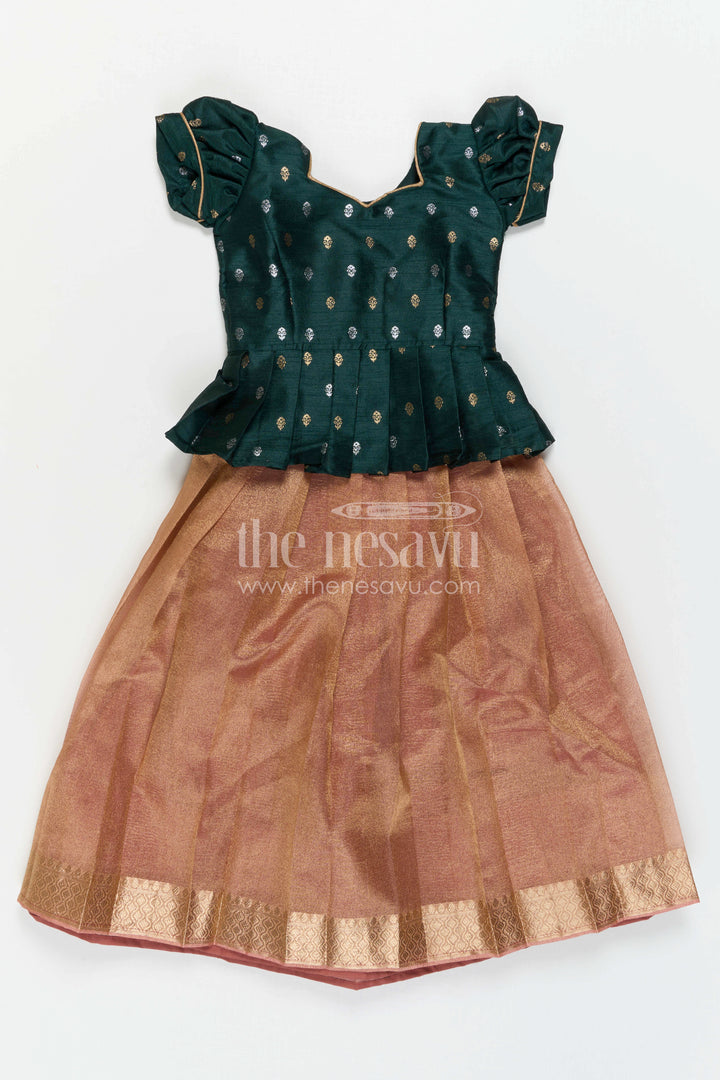 The Nesavu Pattu Pavadai Girls Pattu Pavadai for Festive Functions and Temple Celebrations Nesavu Nesavu Girls Pattu Pavadai For Festive Functions And Temple Celebrations With Semi Banaras Art Silk Design