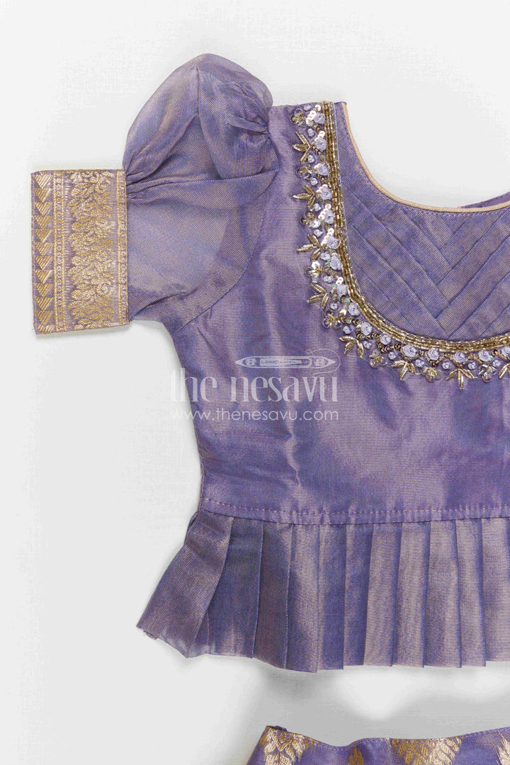 The Nesavu Pattu Pavadai Girls Pattu Pavadai for Festive Occasions and Family Functions Nesavu Nesavu Girls Pattu Pavadai For Festive Occasions With Blend Silk And Tissue Skirt Traditional Design