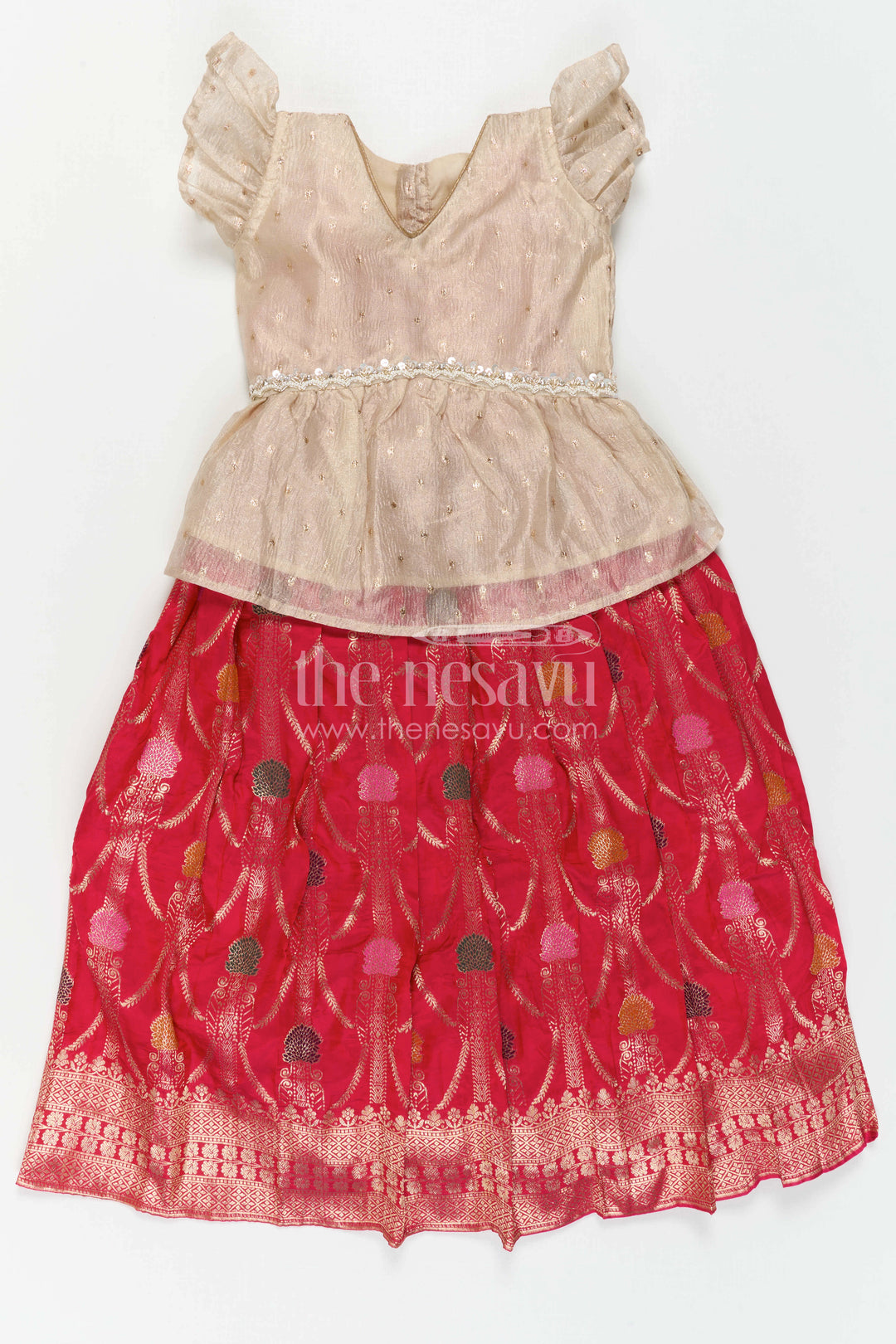 The Nesavu Pattu Pavadai Girls Pattu Pavadai for Temple Visits and Festive Dressing Nesavu Nesavu Girls Pattu Pavadai For Temple Visits And Festive Dressing With Semi Banaras Silk And Traditional Design