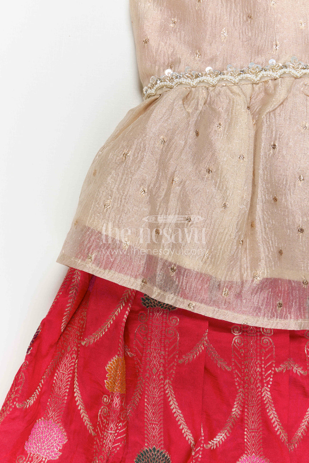The Nesavu Pattu Pavadai Girls Pattu Pavadai for Temple Visits and Festive Dressing Nesavu Nesavu Girls Pattu Pavadai For Temple Visits And Festive Dressing With Semi Banaras Silk And Traditional Design
