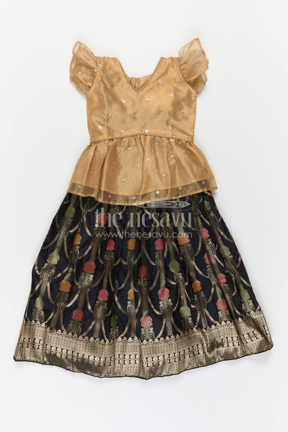 The Nesavu Pattu Pavadai Girls Pattu Pavadai for Traditional Celebrations and Festive Wear Nesavu Nesavu Girls Pattu Pavadai For Traditional Celebrations And Festive Wear With Semi Banaras Silk Design