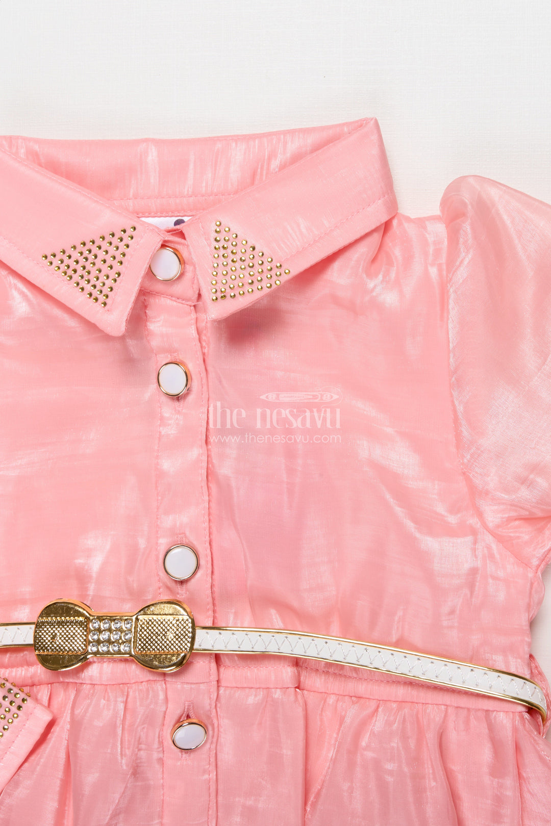 The Nesavu Girls Co-Ord Sets Girls Peach Organza Sharara Set with Pleated Pants and Embroidered Jacket Nesavu Nesavu girls peach organza sharara set pleated pants embroidered jacket  perfect festive wear