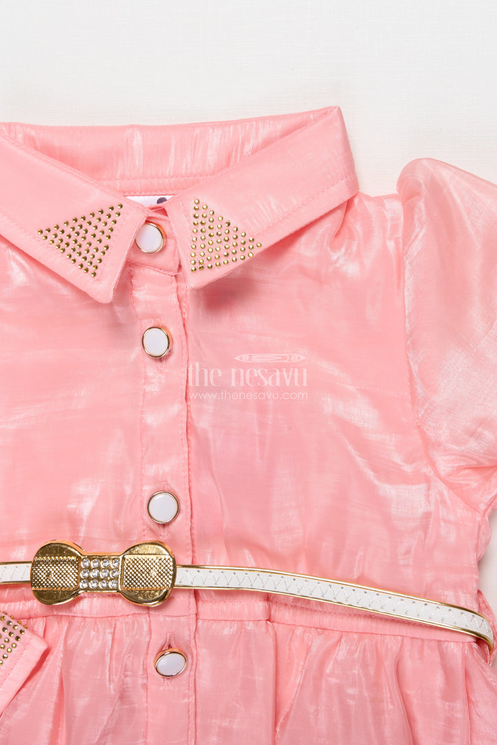 The Nesavu Girls Co-Ord Sets Girls Peach Organza Sharara Set with Pleated Pants and Embroidered Jacket Nesavu Nesavu girls peach organza sharara set pleated pants embroidered jacket  perfect festive wear