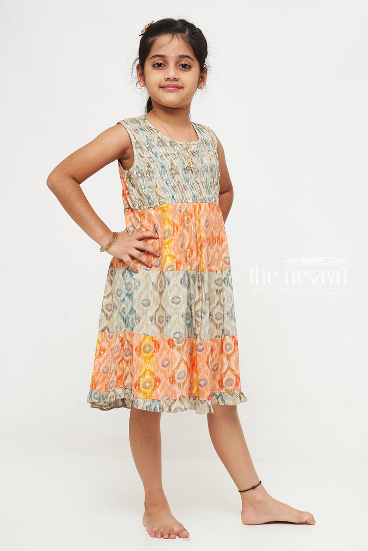 The Nesavu Girls Cotton Frock Girls Peacock Feather Print Cotton Frock - A Summer Delight Nesavu Colorful Girls Peacock Print Summer Frock | Comfortable   Trendy | The Nesavu