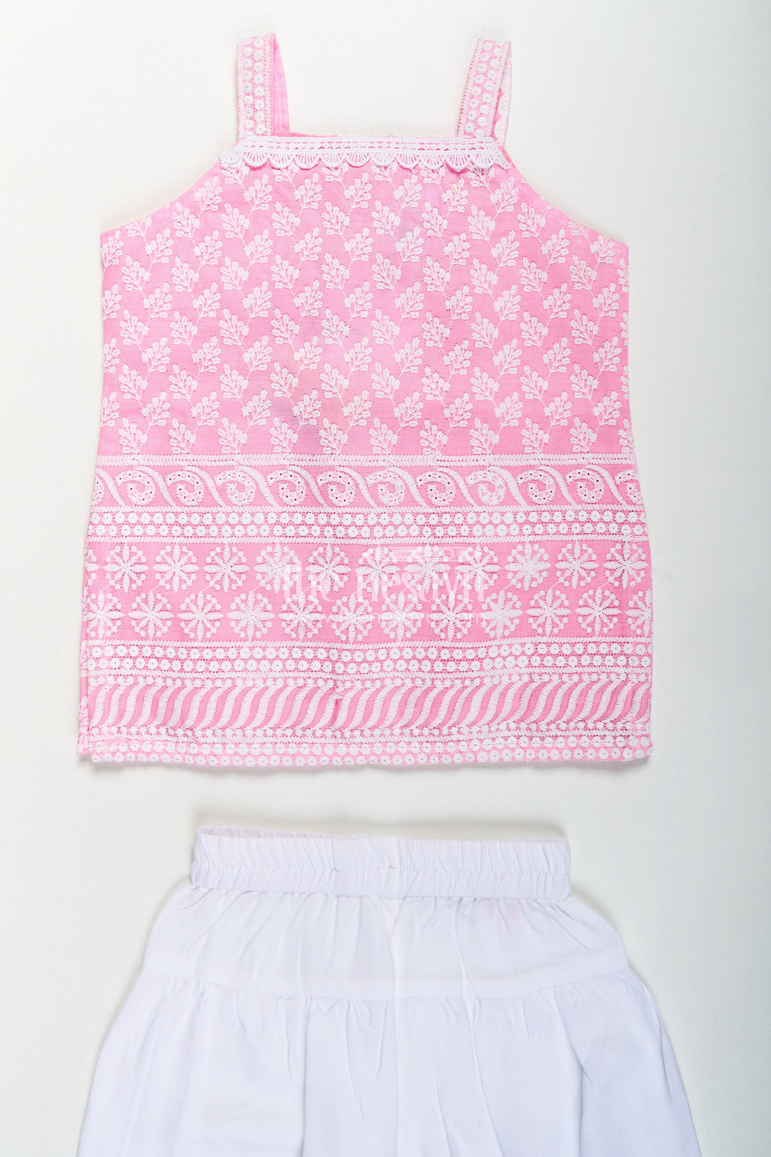 The Nesavu Girls Churidar Sets Girls Pink Colour Chudi Set in Cotton with Thread Embroidery Yoke and Elegant Dhoti Bottoms Nesavu Girls Pink Colour Chudi Set Cotton Embroidered Kurti Dhoti Pants Dupatta | The Nesavu