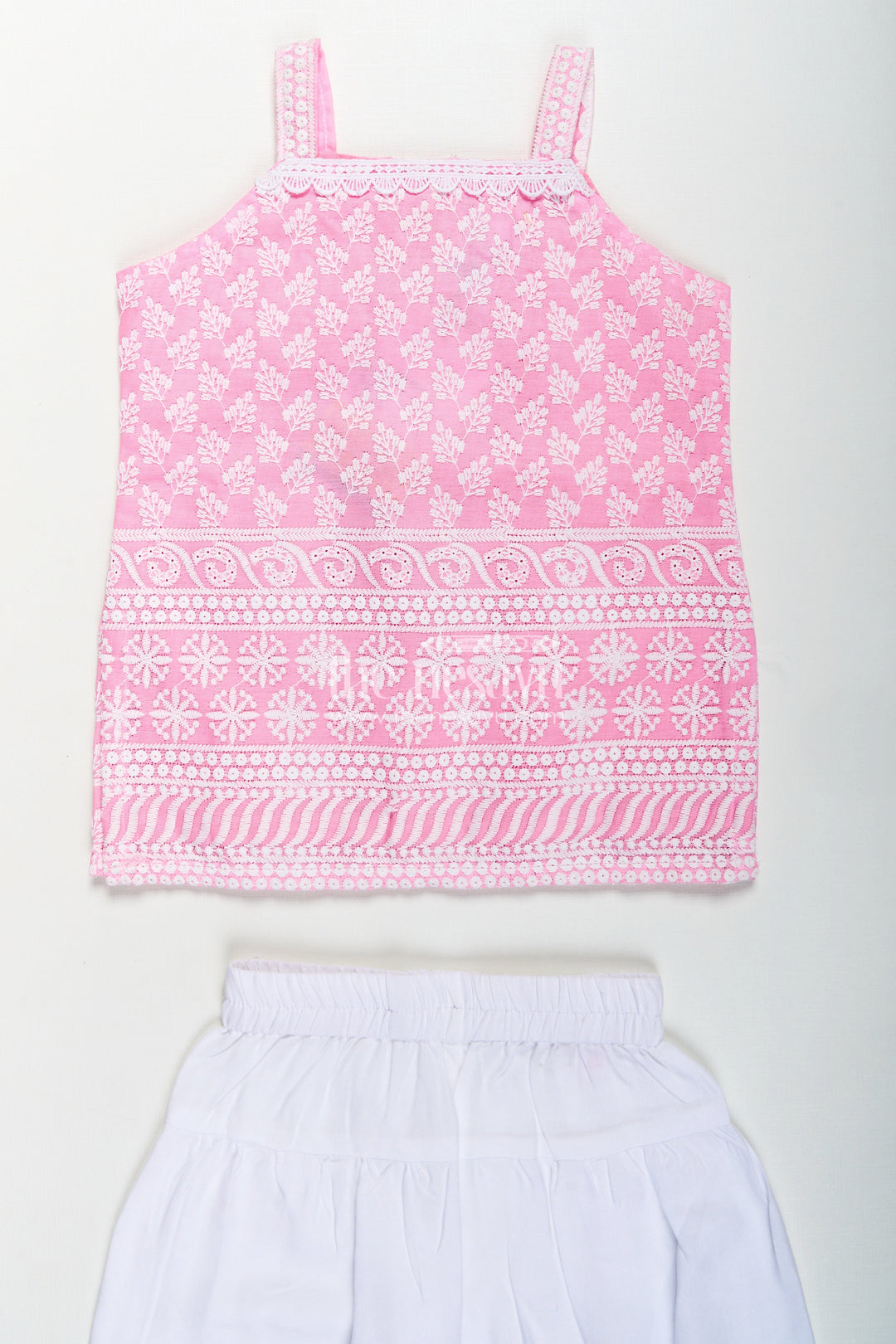 The Nesavu Girls Churidar Sets Girls Pink Colour Chudi Set in Cotton with Thread Embroidery Yoke and Elegant Dhoti Bottoms Nesavu Girls Pink Colour Chudi Set Cotton Embroidered Kurti Dhoti Pants Dupatta | The Nesavu