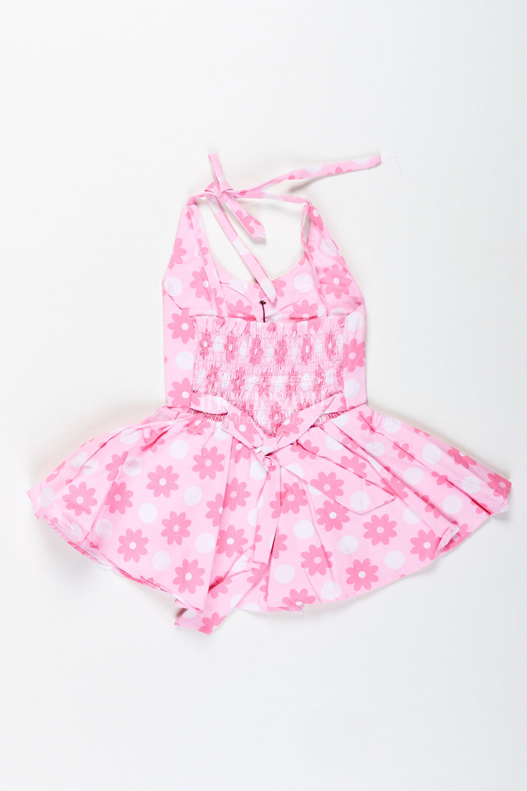 The Nesavu Girls Cotton Frock Girls Pink Cotton Frock with Polka Dot Floral Print for Playful Summer Days Nesavu Nesavu Pink Cotton Frock Toddler Girls Sleeveless Polka Floral Dress Summer Fun