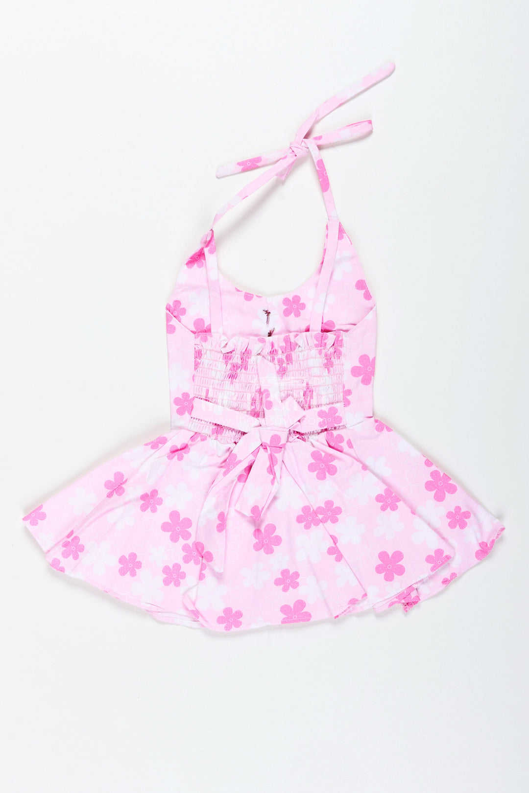 The Nesavu Girls Cotton Frock Girls Pink Floral Frock with Bow Detail for Everyday Twirls Nesavu Nesavu Pink Floral Cotton Frock Toddler Girls Breezy Summer Dress Pleats Bow