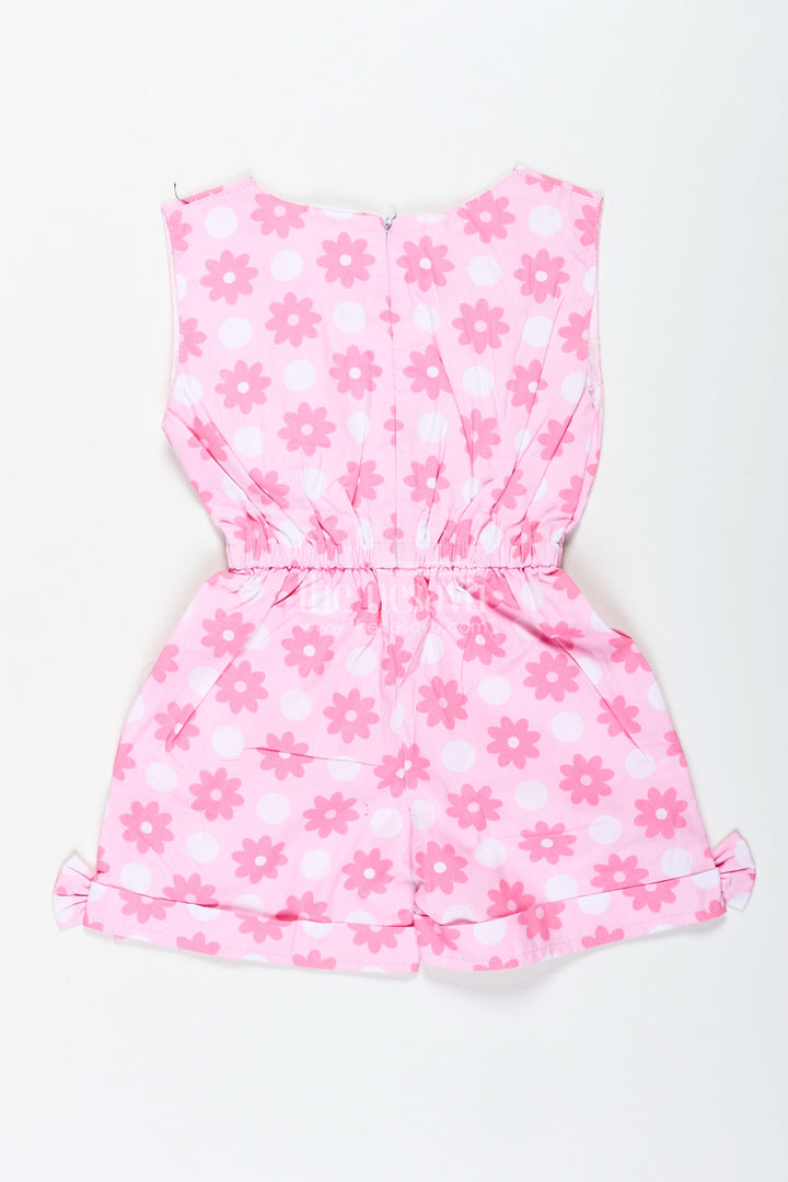 The Nesavu Girls Jumpsuit Girls Pink Jumpsuit with Daisy Print and Headband for Everyday Fun Nesavu Nesavu Girls Pink Daisy Print Jumpsuit Bow Headband Perfect Casual Summer Fun