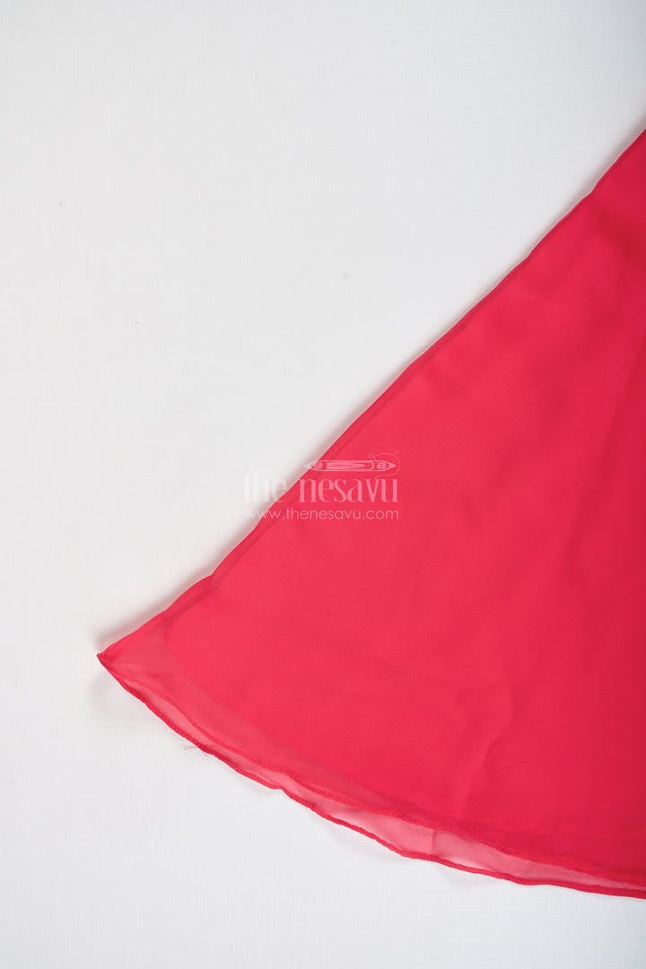 The Nesavu Girls Sharara / Plazo Set Girls Pink Sharara Set with Designer Embroidery for Celebrations Nesavu Nesavu Girls Pink Sharara Set Embroidered Jacket Georgette Festive Outfit Weddings Events