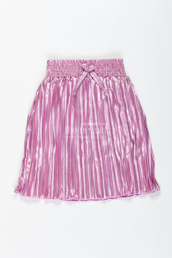 The Nesavu Girls Skirt Girls Pink Shimmer Skirt for Birthday and Celebration Outfits Nesavu 22 (4Y) / Pink LSK003C-22 Nesavu Pink Shimmer Pleated Skirt Girls Party Wear Birthdays Festive Events